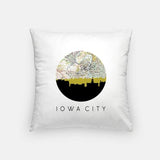 Iowa City Iowa city skyline with vintage Iowa City map - Pillow | Square - City Map Skyline