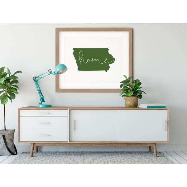 Iowa ’home’ state silhouette - 5x7 Unframed Print / DarkGreen - Home Silhouette