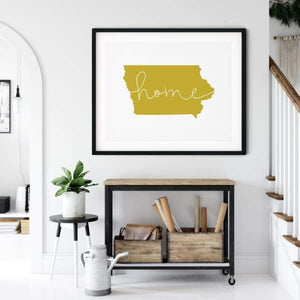 Iowa ’home’ state silhouette - 5x7 Unframed Print / GoldenRod - Home Silhouette