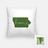Iowa ’home’ state silhouette - Pillow | Square / DarkGreen - Home Silhouette