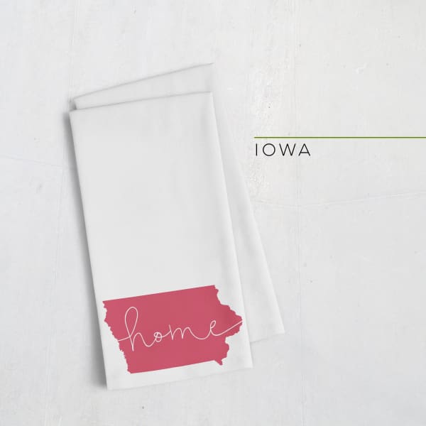 Iowa ’home’ state silhouette - Tea Towel / Red - Home Silhouette
