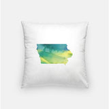 Iowa state watercolor - Pillow | Square / Yellow + Teal - State Watercolor