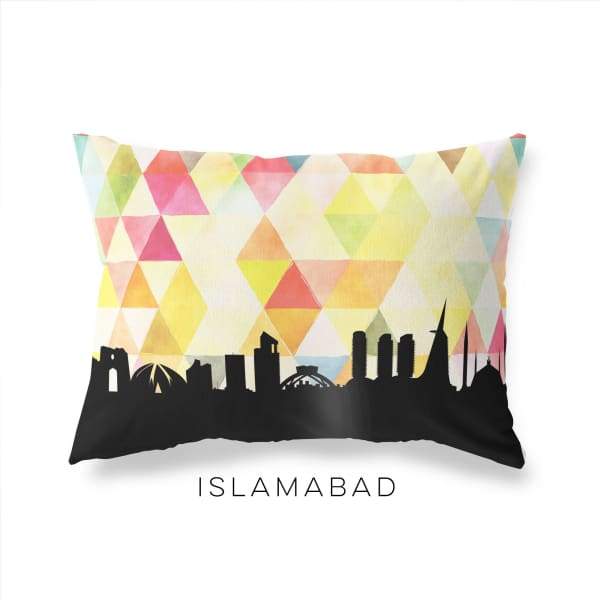 Islamabad Pakistan geometric skyline - Pillow | Lumbar / Yellow - Geometric Skyline