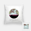Istanbul city skyline with vintage Istanbul map - Pillow | Square - City Map Skyline