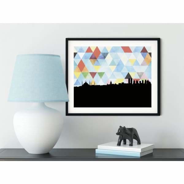 Istanbul Turkey geometric skyline - 5x7 Unframed Print / LightSkyBlue - Geometric Skyline