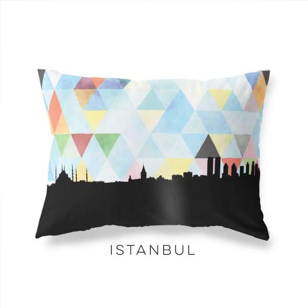 Istanbul Turkey geometric skyline - Pillow | Lumbar / LightSkyBlue - Geometric Skyline