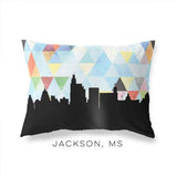 Jackson Mississippi geometric skyline - Pillow | Lumbar / LightSkyBlue - Geometric Skyline