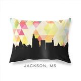 Jackson Mississippi geometric skyline - Pillow | Lumbar / Yellow - Geometric Skyline