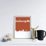 Jacksonville Florida retro inspired city skyline - 5x7 Unframed Print / Sienna - Retro Skyline