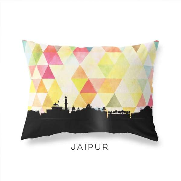Jaipur India geometric skyline - Pillow | Lumbar / Yellow - Geometric Skyline