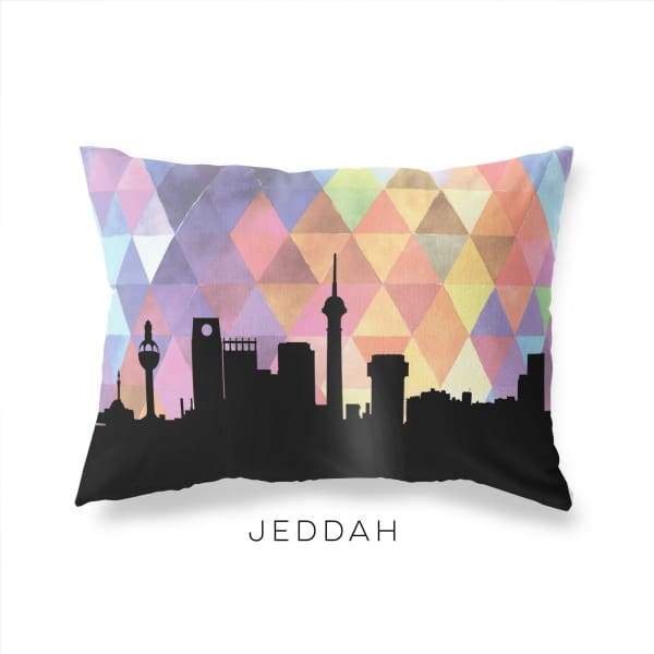 Jeddah Saudi Arabia geometric skyline - Pillow | Lumbar / RebeccaPurple - Geometric Skyline