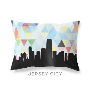 Jersey City New Jersey geometric skyline - Pillow | Lumbar / LightSkyBlue - Geometric Skyline