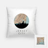 Jersey City New Jersey city skyline with vintage Jersey City map - Pillow | Square - City Map Skyline