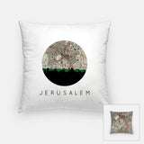 Jerusalem Israel city skyline with vintage Jerusalem map - Pillow | Square - City Map Skyline