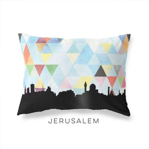 Jerusalem Israel geometric skyline - Pillow | Lumbar / LightSkyBlue - Geometric Skyline
