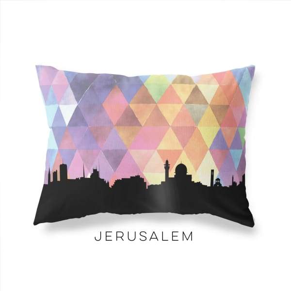 Jerusalem Israel geometric skyline - Pillow | Lumbar / RebeccaPurple - Geometric Skyline