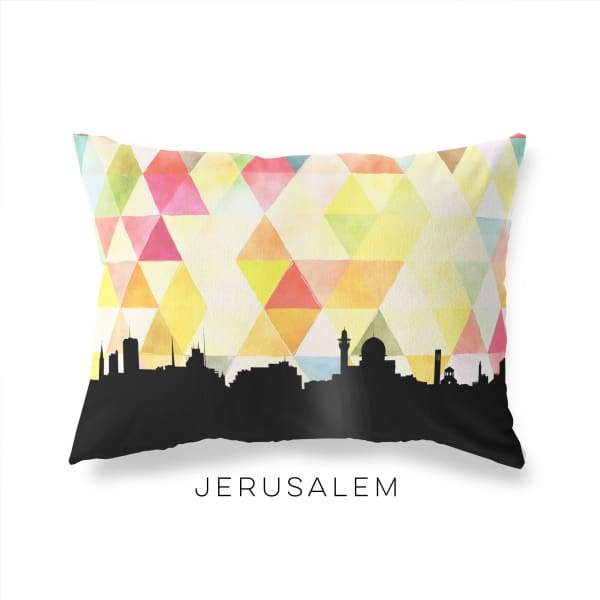 Jerusalem Israel geometric skyline - Pillow | Lumbar / Yellow - Geometric Skyline