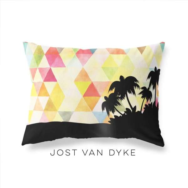 Jost van Dyke geometric skyline - Pillow | Lumbar / Yellow - Geometric Skyline