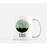 Juneau Alaska city skyline with vintage Juneau map - Mug | 11 oz - City Map Skyline