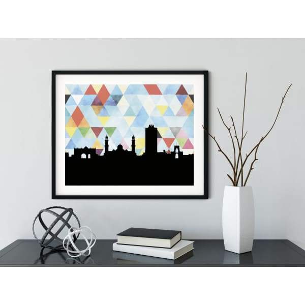 Kano Nigeria geometric skyline - 5x7 Unframed Print / LightSkyBlue - Geometric Skyline