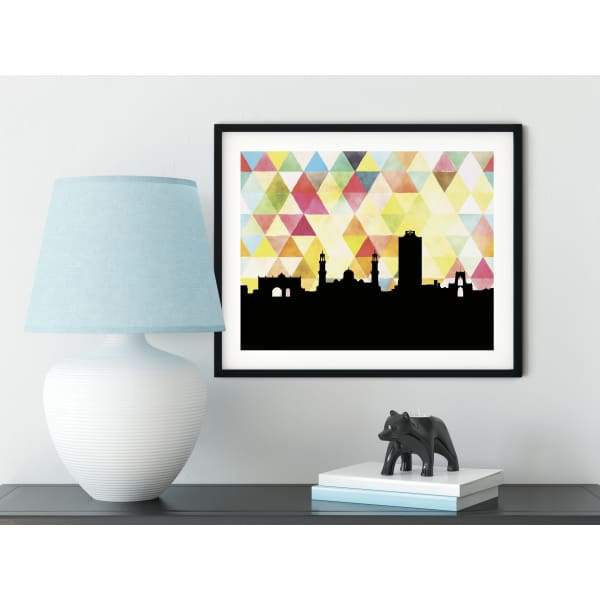 Kano Nigeria geometric skyline - 5x7 Unframed Print / Yellow - Geometric Skyline