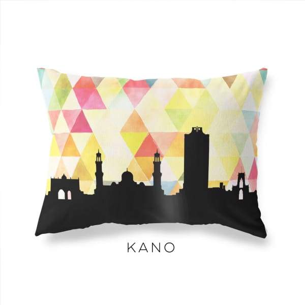 Kano Nigeria geometric skyline - Pillow | Lumbar / Yellow - Geometric Skyline