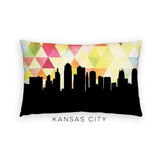 Kansas City Missouri geometric skyline - Pillow | Lumbar / Yellow - Geometric Skyline