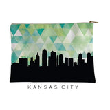 Kansas City Missouri geometric skyline - Pouch | Small / Green - Geometric Skyline