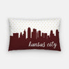 Kansas City Missouri polka dot skyline - Pillow | Lumbar / Maroon - Polka Dot Skyline