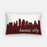 Kansas City Missouri polka dot skyline - Pillow | Lumbar / Maroon - Polka Dot Skyline