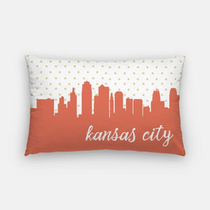 Kansas City Missouri polka dot skyline - Pillow | Lumbar / Salmon - Polka Dot Skyline