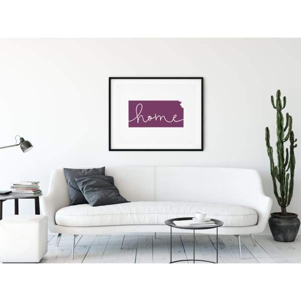 Kansas ’home’ state silhouette - 5x7 Unframed Print / Purple - Home Silhouette