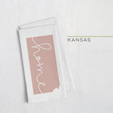 Kansas ’home’ state silhouette - Tea Towel / RosyBrown - Home Silhouette