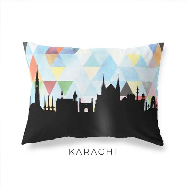 Karachi Pakistan geometric skyline - Pillow | Lumbar / LightSkyBlue - Geometric Skyline