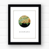 Kenmare city skyline with vintage Kenmare map - City Map Skyline