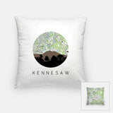 Kennesaw Georgia city skyline with vintage Kennesaw map - Pillow | Square - City Map Skyline