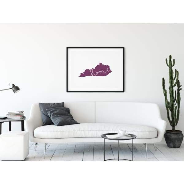 Kentucky ’home’ state silhouette - 5x7 Unframed Print / Purple - Home Silhouette