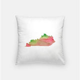 Kentucky state watercolor - Pillow | Square / Pink + Green - State Watercolor
