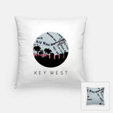 Key West Florida city skyline with vintage Key West map - Pillow | Square - City Map Skyline