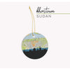 Khartoum Sudan city skyline with vintage Khartoum map - Ornament - City Map Skyline
