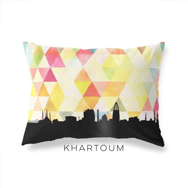 Khartoum Sudan geometric skyline - Pillow | Lumbar / Yellow - Geometric Skyline