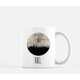 Kiel Germany city skyline with vintage Kiel map - Mug | 11 oz - City Map Skyline