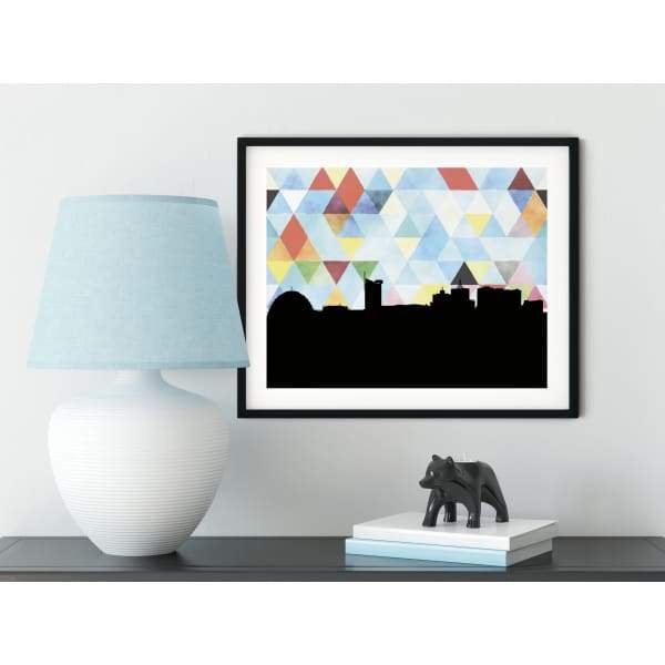 Kigali Rwanda geometric skyline - 5x7 Unframed Print / LightSkyBlue - Geometric Skyline
