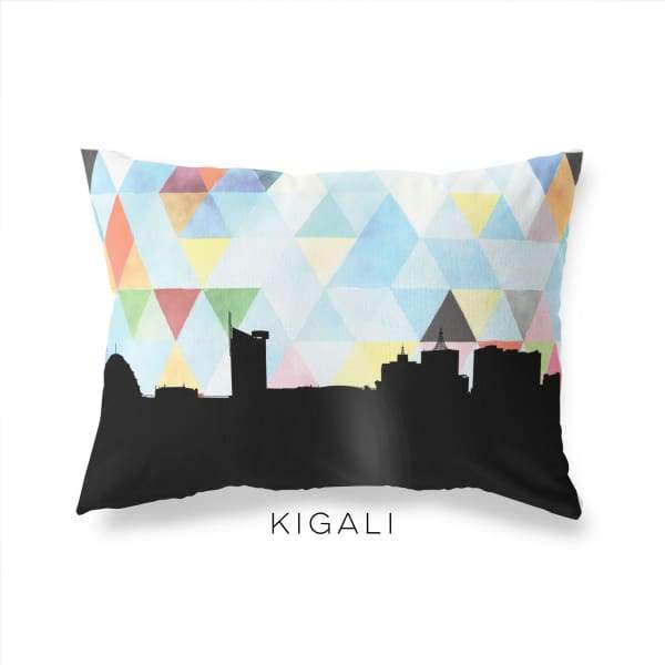 Kigali Rwanda geometric skyline - Pillow | Lumbar / LightSkyBlue - Geometric Skyline