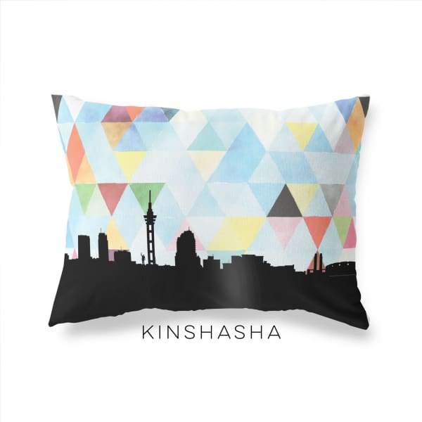 Kinshasa DR Congo geometric skyline - Pillow | Lumbar / LightSkyBlue - Geometric Skyline