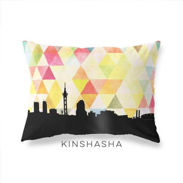 Kinshasa DR Congo geometric skyline - Pillow | Lumbar / Yellow - Geometric Skyline