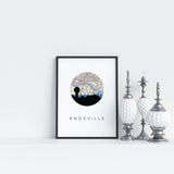 Knoxville Tennessee city skyline with vintage Knoxville map - 5x7 Unframed Print - City Map Skyline