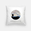 Knoxville Tennessee city skyline with vintage Knoxville map - Pillow | Square - City Map Skyline