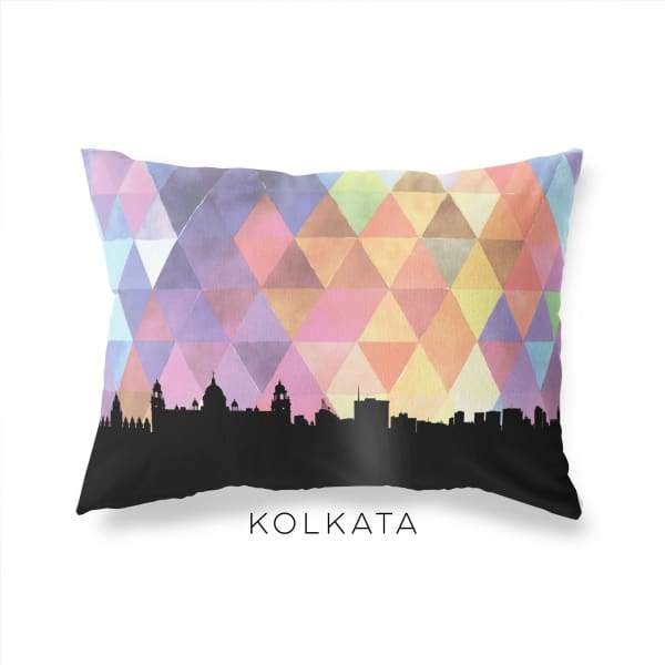 Kolkata India geometric skyline - Pillow | Lumbar / RebeccaPurple - Geometric Skyline