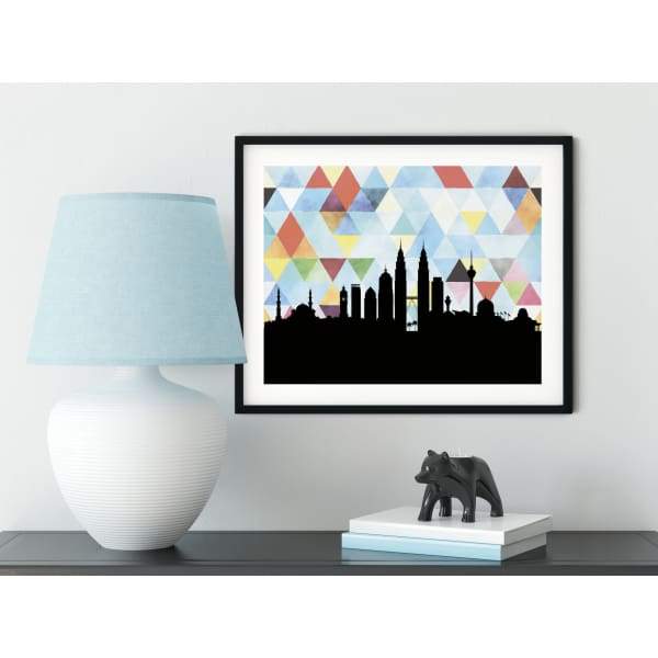 Kuala Lumpur Malaysia geometric skyline - 5x7 Unframed Print / LightSkyBlue - Geometric Skyline
